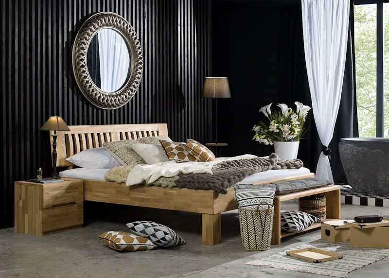 Massivholz Bettrahmen Amerika mit Kopfteil Yukon